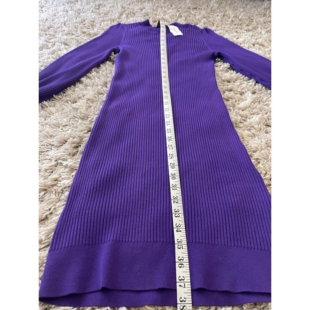 Banana Republic Ribbed Bodycon Long Sleeve Dress SZ XS Purple Stretch - Picture 9 of 12